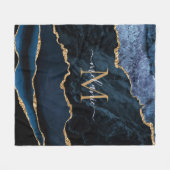Monogram Name Agate Navy Blue Gold Edelstein Marmo Fleecedecke (Vorderseite (Horizontal))