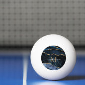 Monogram Name Agate Navy Blue Gold Edelstein Marmo Tischtennisball (Netto)