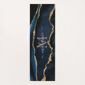 Monogram Name Agate Navy Blue Gold Edelstein Marmo Yogamatte (Rückseite)