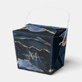 Monogram Name Agate Navy Blue Gold Fevor Boxen Geschenkschachtel (Vorderseite)