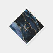Monogram Name Agate Navy Blue Gold Marmor Napkins Serviette (Ecke)