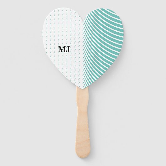 Monogram Name Aquamarin Blue White Abstrakt Weddin Fächer (Rückseite)