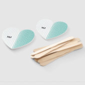 Monogram Name Aquamarin Blue White Abstrakt Weddin Fächer (Non-assembled)