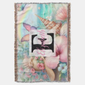 Monogram-Name auf Aquarellfarben-Blume Decke (Vorderseite Vertikal)