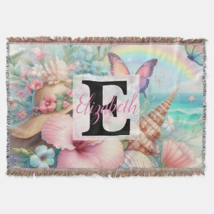 Monogram-Name auf Aquarellfarben-Blume Decke