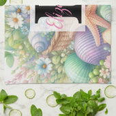 Monogram-Name auf Aquarellfarben-Blume Geschirrtuch (Gefaltet)