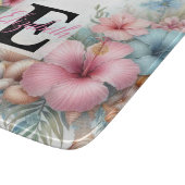 Monogram-Name auf Aquarellfarben-Blume Schneidebrett (Ecke)