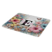 Monogram-Name auf Aquarellfarben-Blume Schneidebrett (Ecke)