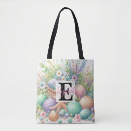 Monogram-Name auf Aquarellfarben-Blume Tasche