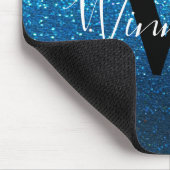 Monogram Name Baby Blue Ombre Glitzer Glitzern Mousepad (Ecke)
