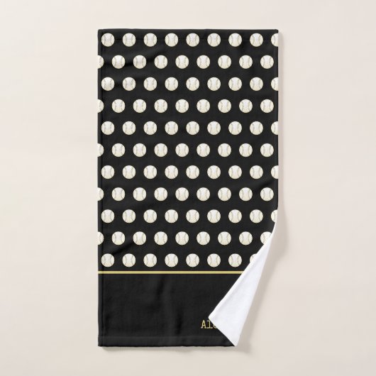Monogram Name Baseball Gold Black Badhandtuch Set (Handtuch)