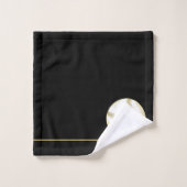 Monogram Name Baseball Gold Black Badhandtuch Set (Waschlappen)