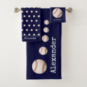 Monogram Name Baseball Softball Sport blau Badhandtuch Set (Insitu)