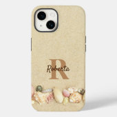 Monogram Name Beach Sand Seashells Case-Mate iPhone Hülle (Rückseite)