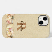 Monogram Name Beach Sand Seashells Case-Mate iPhone Hülle (Rückseite (Horizontal))