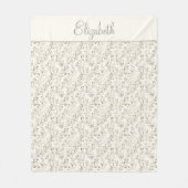 Monogram Name Beige Gray Brown Botanical Neutral  Fleecedecke (Vorderseite)