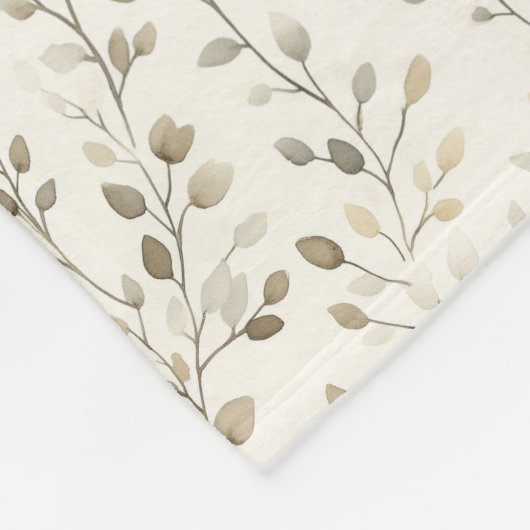 Monogram Name Beige Gray Brown Botanical Neutral  Fleecedecke (Ecke)