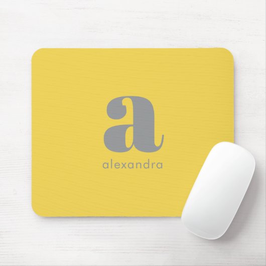 Monogram Name Beruflich Simple Yellow Grey Mousepad (Mit Mouse)