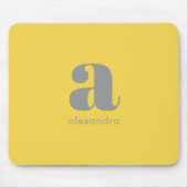 Monogram Name Beruflich Simple Yellow Grey Mousepad (Vorne)