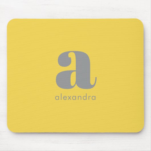 Monogram Name Beruflich Simple Yellow Grey Mousepad (Vorne)