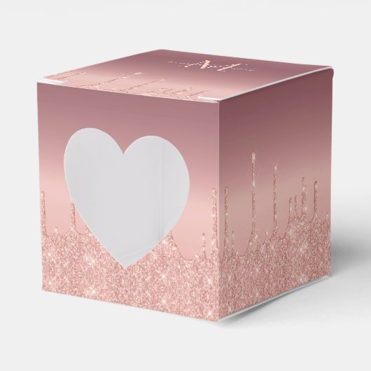 Monogram Name Bevorzugung Box Rose Gold Blush Spar Geschenkschachtel (Vorderseite)