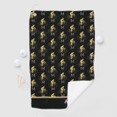 Monogram Name Bicycle Gold Black Golf Handtuch (Insitu)