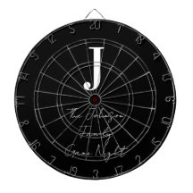 Monogram Name Black and White Family Game Night