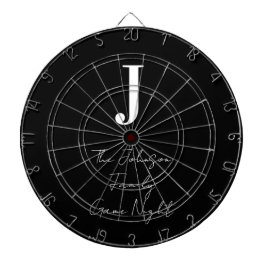 Monogram Name Black and White Family Game Night Dartscheibe