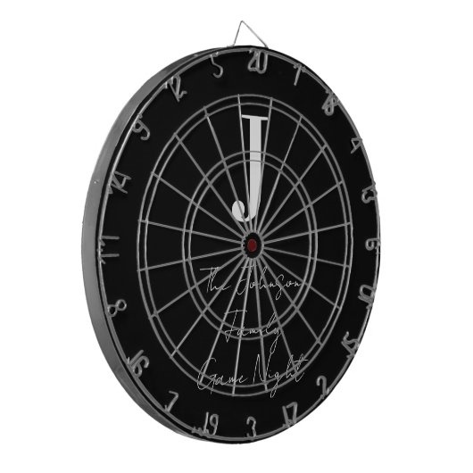 Monogram Name Black and White Family Game Night Dartscheibe (Vorderseite Links)