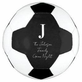 Monogram Name Black and White Family Game Night Fußball