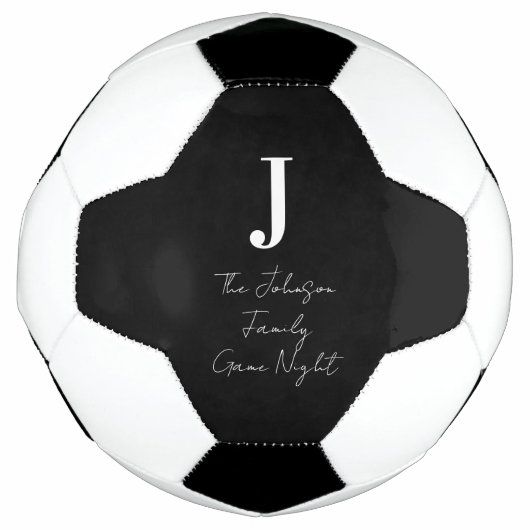 Monogram Name Black and White Family Game Night Fußball (Vorderseite)