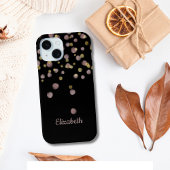 Monogram Name Black Blush Pink Gold Circles Case-Mate iPhone Hülle