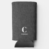 Monogram Name Black Denim Print Slim Selters Dosenkühler (Rückseite)