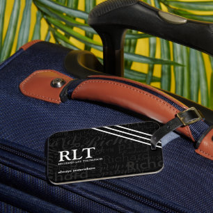 Monogram Name Black Elegant Gepäckanhänger