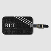 Monogram Name Black Elegant Gepäckanhänger (Vorderseite (Horizontal))