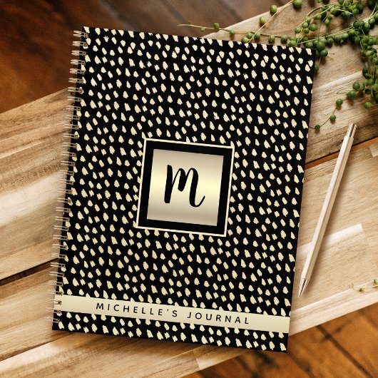 Monogram Name Black Gold-Folie Modernster Luxus Notizblock