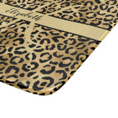 Monogram Name Black Gold Leopard Cheetah Print Ac Schneidebrett (Ecke)
