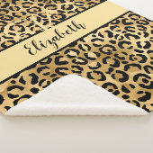 Monogram Name Black Gold Leopard Cheetah Print Sherpadecke (3/4)