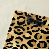 Monogram Name Black Gold Leopard Cheetah Print Strandtuch (Beispiel)