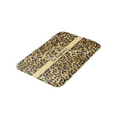 Monogram Name Black Gold Leopard Print Cheetah Badematte (Schrägansicht)