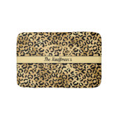 Monogram Name Black Gold Leopard Print Cheetah Badematte (Vorderseite)