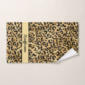 Monogram Name Black Gold Leopard Print Cheetah Badhandtuch Set (Handtuch)