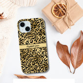 Monogram Name Black Gold Leopard Print Cheetah Case-Mate iPhone Hülle