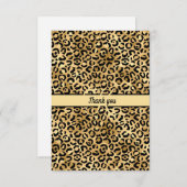 Monogram Name Black Gold Leopard Print Cheetah Dankeskarte (Vorne/Hinten)