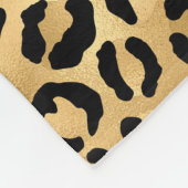Monogram Name Black Gold Leopard Print Cheetah Fleecedecke (Ecke)
