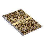 Monogram Name Black Gold Leopard Print Cheetah Notizblock (Rechte Seite)