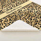 Monogram Name Black Gold Leopard Print Cheetah Sherpadecke (3/4)