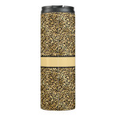 Monogram Name Black Gold Leopard Print Cheetah Thermosbecher (Rückseite)