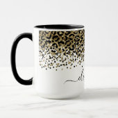 Monogram Name Black Gold Leopard Print Chic Trendy Tasse (Links)