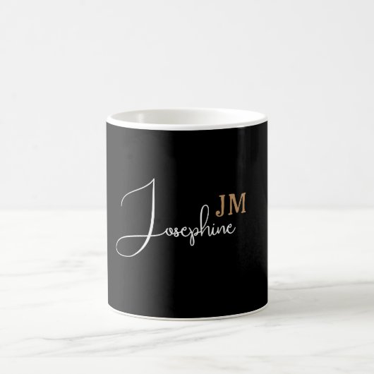 Monogram name black gold modern kaffeetasse (Mittel)